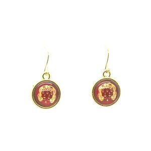 Red Gemini Gold Earrings